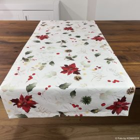 SANDER X-MAS Tischläufer SCARLETT floral und weihnachtlich Größe 50x140cm Fb40. rot-weiss