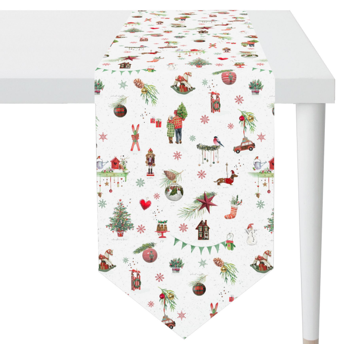 APELT X-MAS-Tischband 6200 Weihnachtswelt WINTERWELT 32x175cm Fb80.weiss