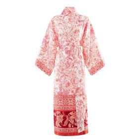 BASSETTI Kimono CAPODIMONTE Satinumhang Blumenintensives Muster R1. rot-koralle
