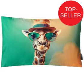 PROFLAX Kissenhülle TOPSELLER 7239 30x50 Coole Giraffe mit Sonnenbrille & Strohhut Fb583. jade-grün