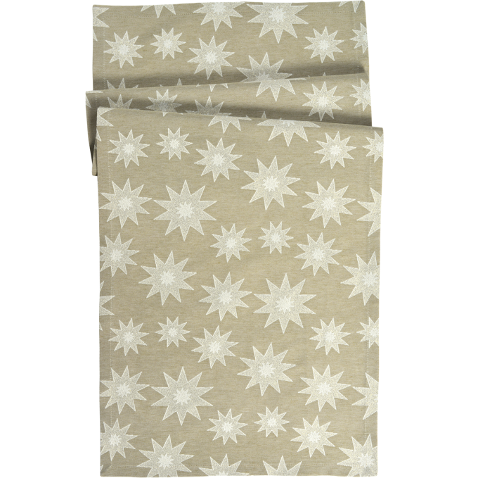 SANDER X-MAS Tischwäsche STELLA-NOTTE Jacquardstoff mit Glanzeffekt Sternennacht Fb27. taupe