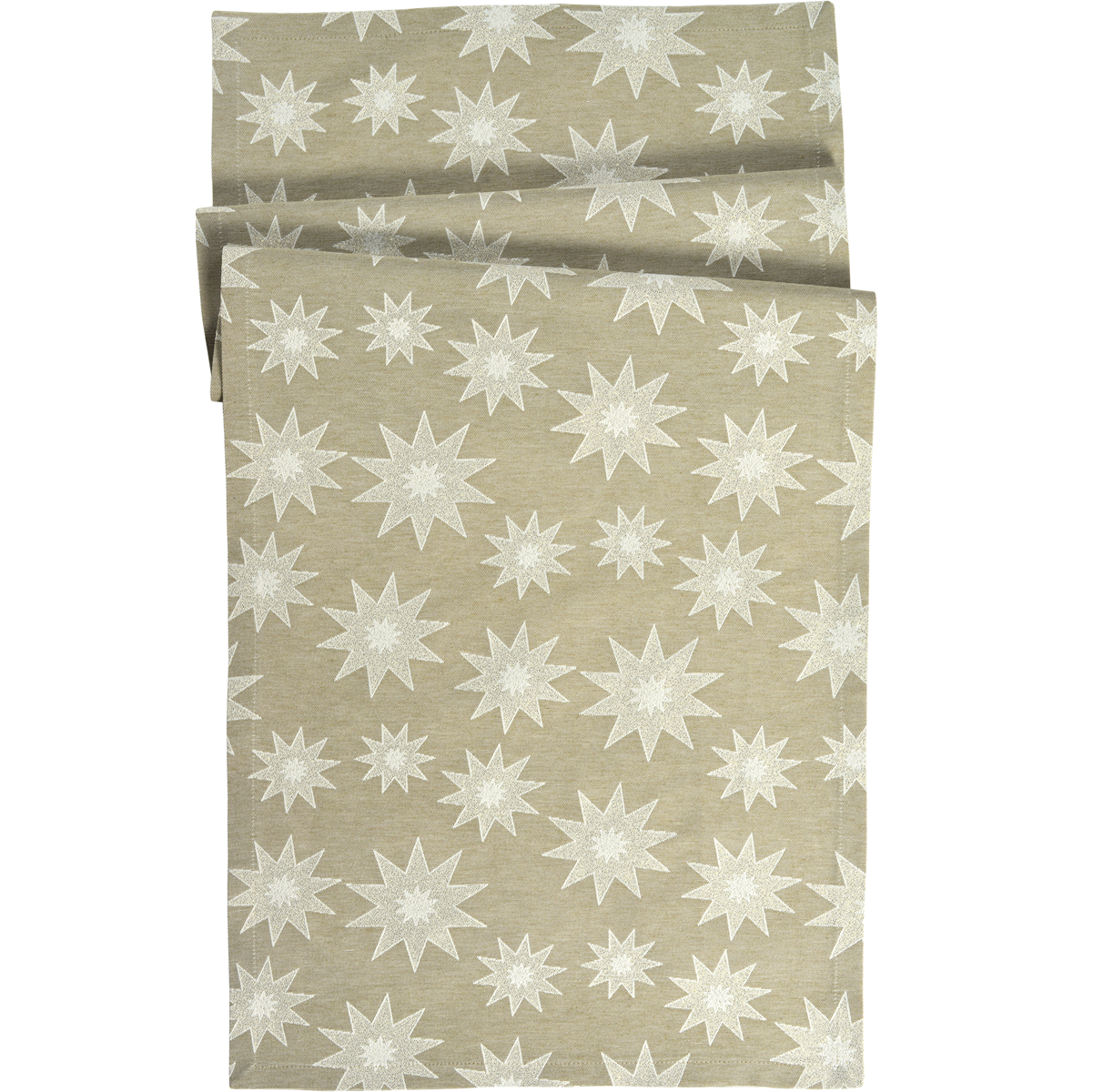 SANDER X-MAS Tischwäsche STELLA-NOTTE Jacquardstoff mit Glanzeffekt Sternennacht Fb27. taupe